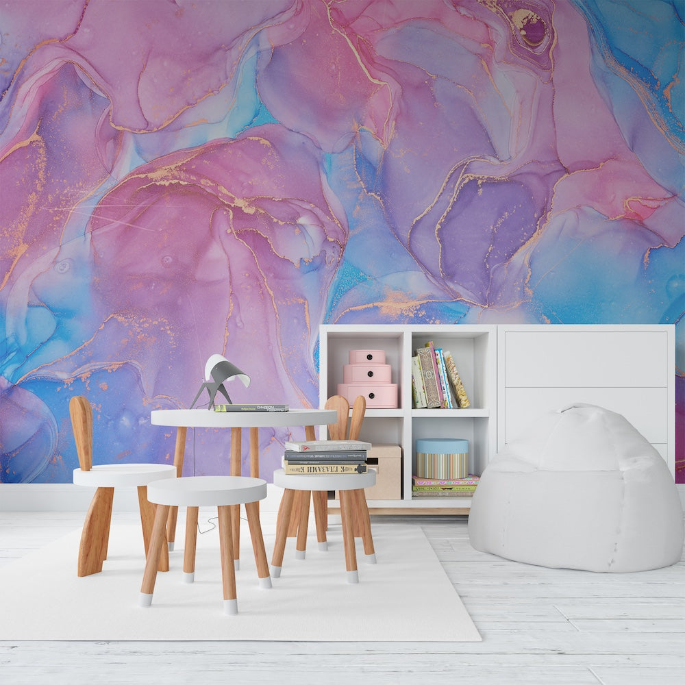 Marmoleado Rosa y Celeste