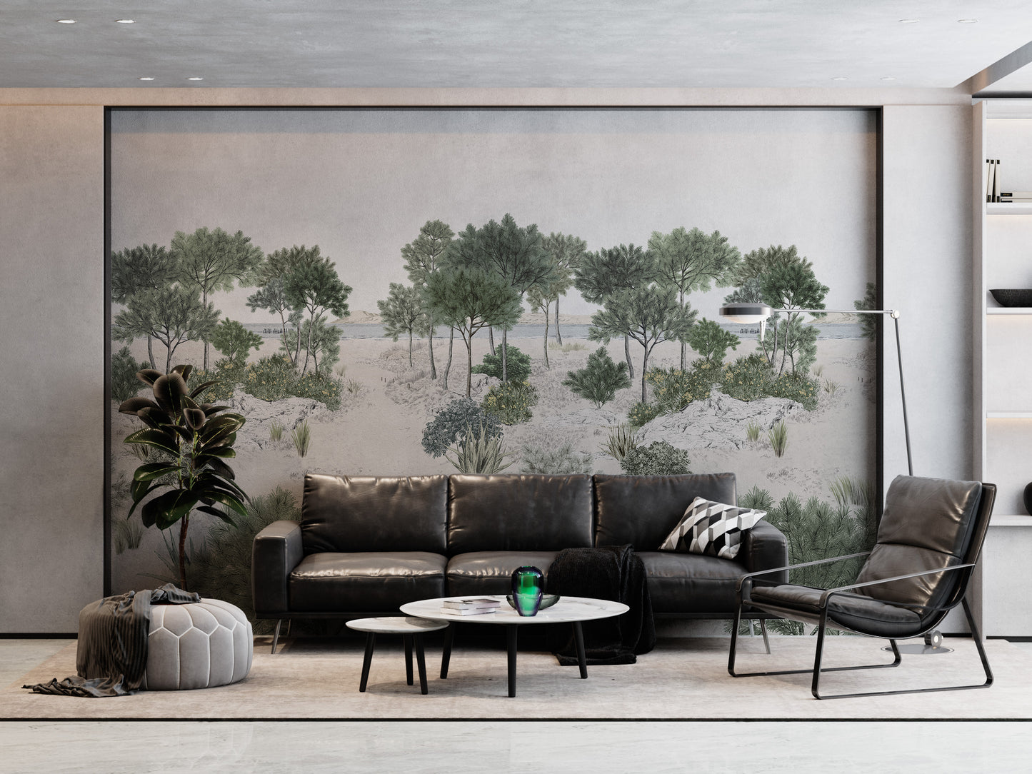 Ilustración Bosque Arboles Arena