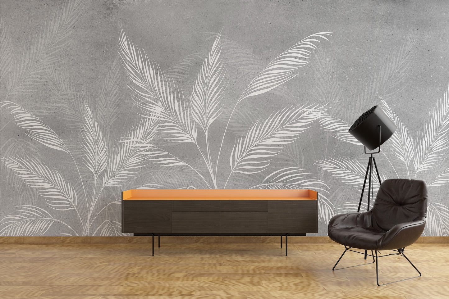 Hojas Blancas Fondo Gris