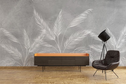 Hojas Blancas Fondo Gris