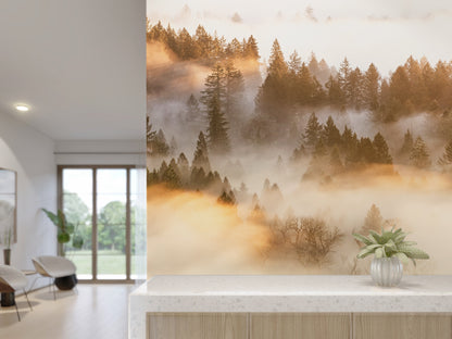 Majestuosos Pinos con Neblina