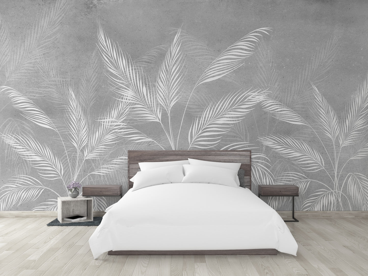 Hojas Blancas Fondo Gris