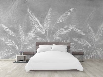 Hojas Blancas Fondo Gris