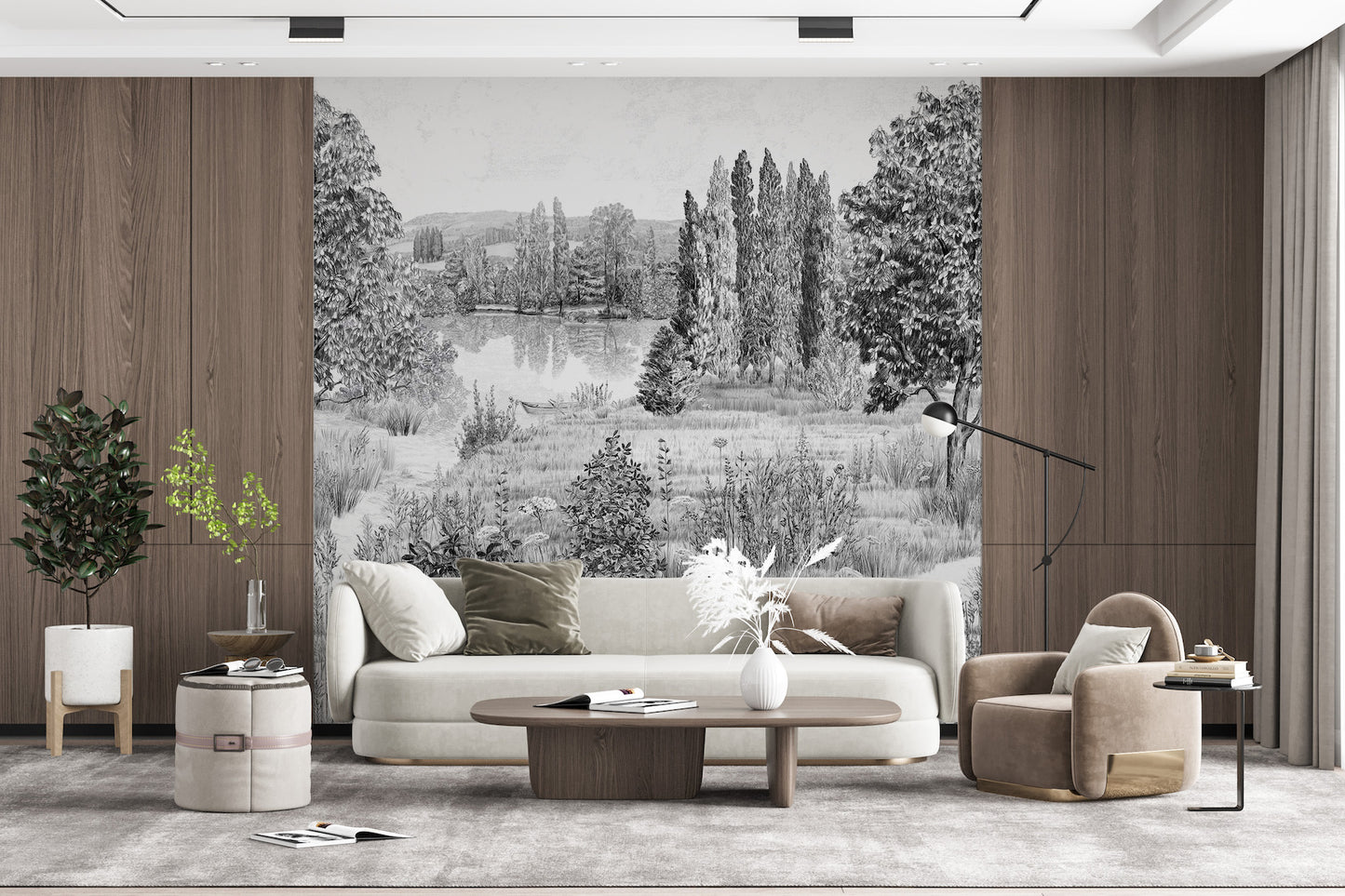 Paisaje Lago Precioso Blanco y Negro