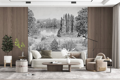 Paisaje Lago Precioso Blanco y Negro