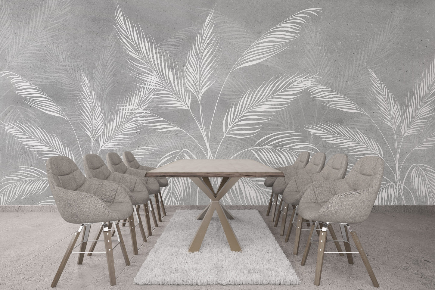 Hojas Blancas Fondo Gris