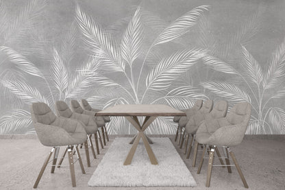 Hojas Blancas Fondo Gris