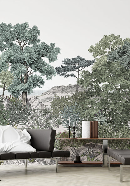Ilustración Lago y Bosque