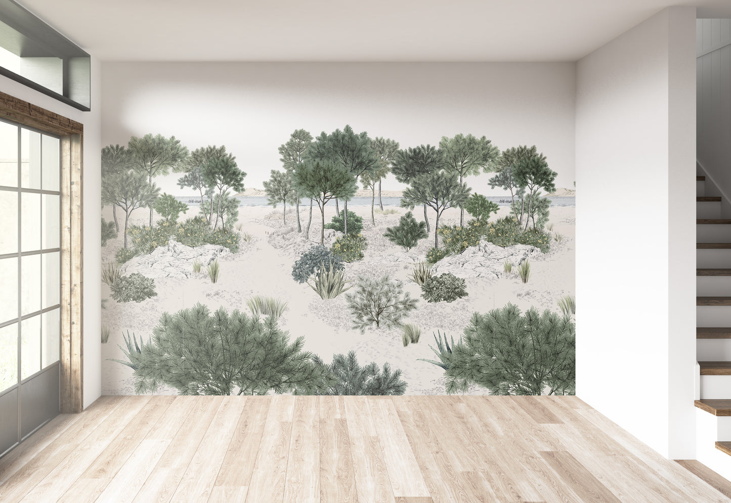 Ilustración Bosque Arboles Arena