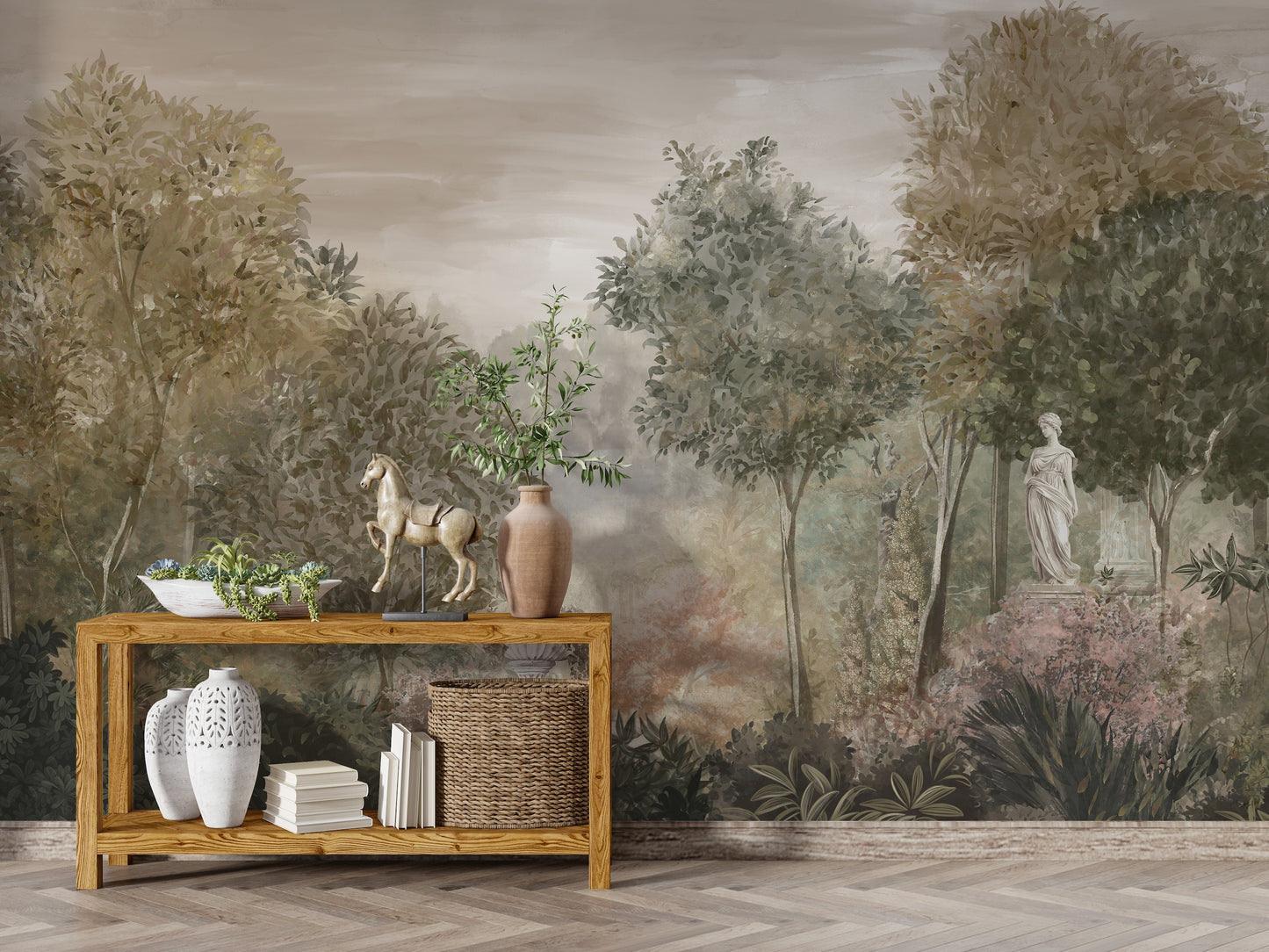 Paisaje Jardín con Estatua