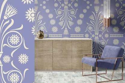 Greca Ornamental Sobre Fondo Lavanda