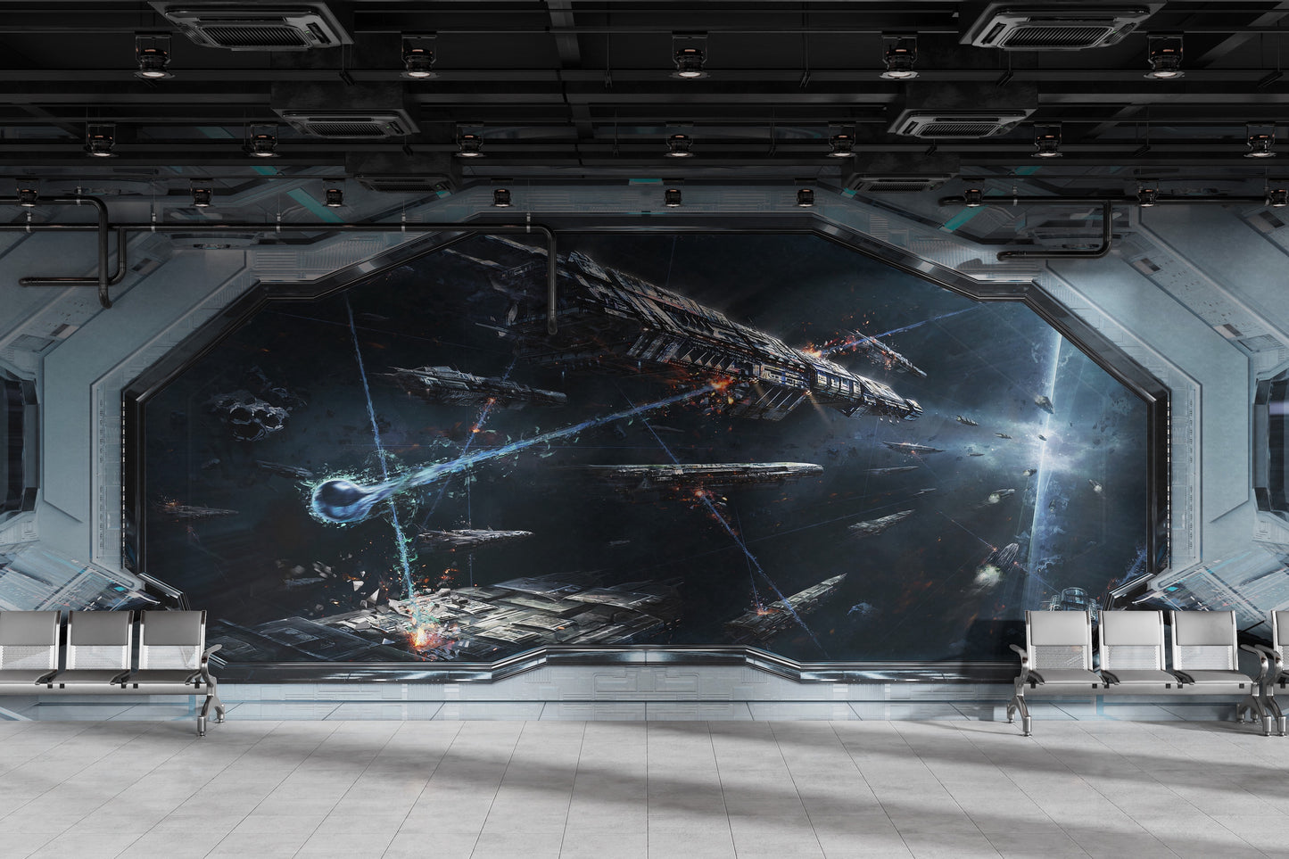 Interior Nave Espacial con Vista