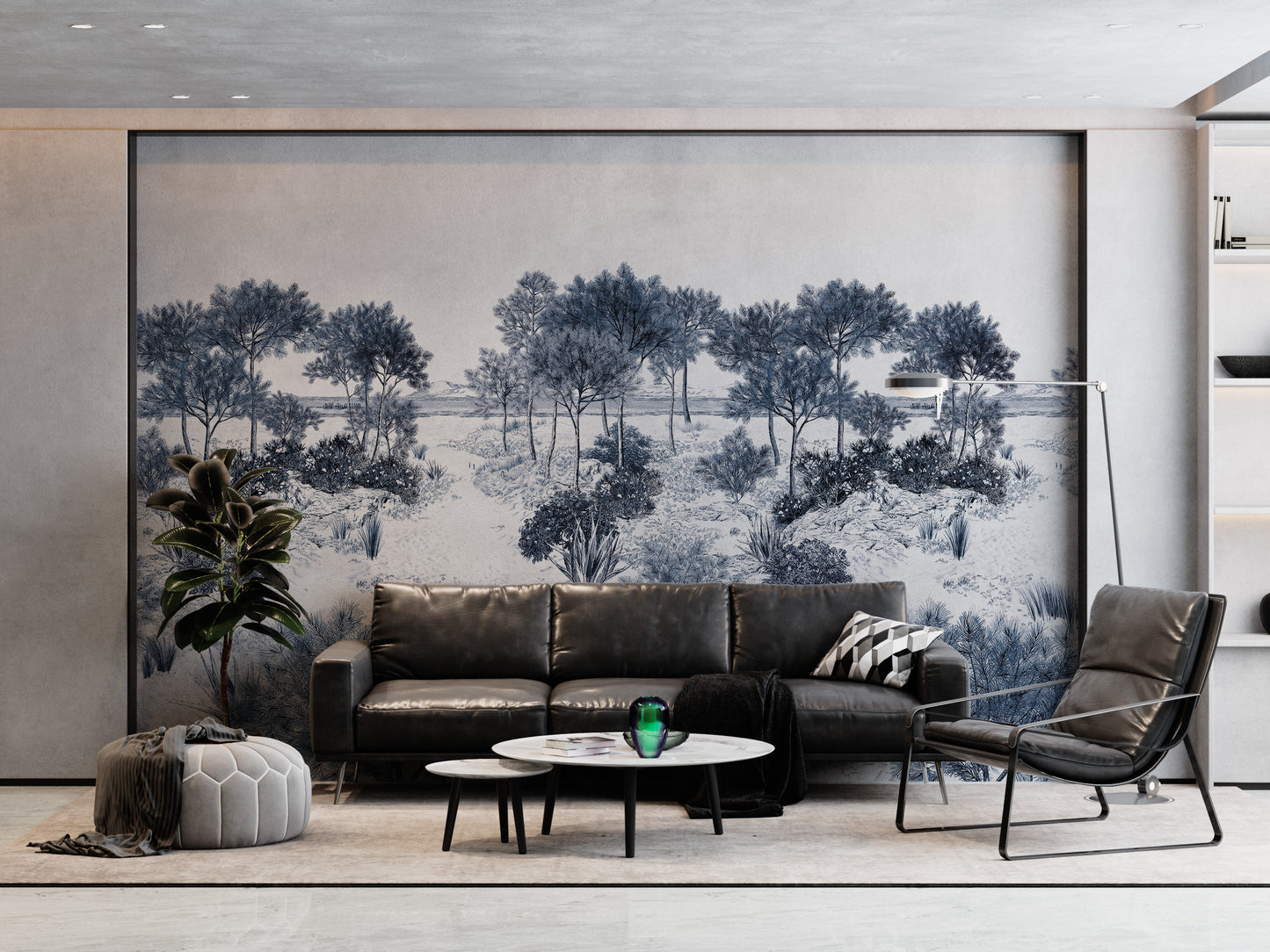 Ilustración Bosque Arboles Arena