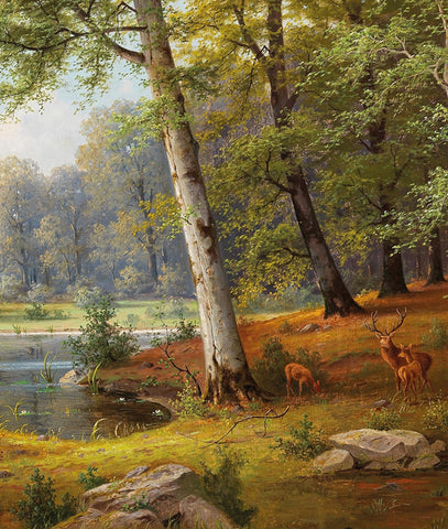 Pintura Paisaje Bosque y Lago