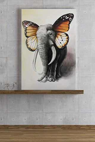 Canvas Elefante Mariposa