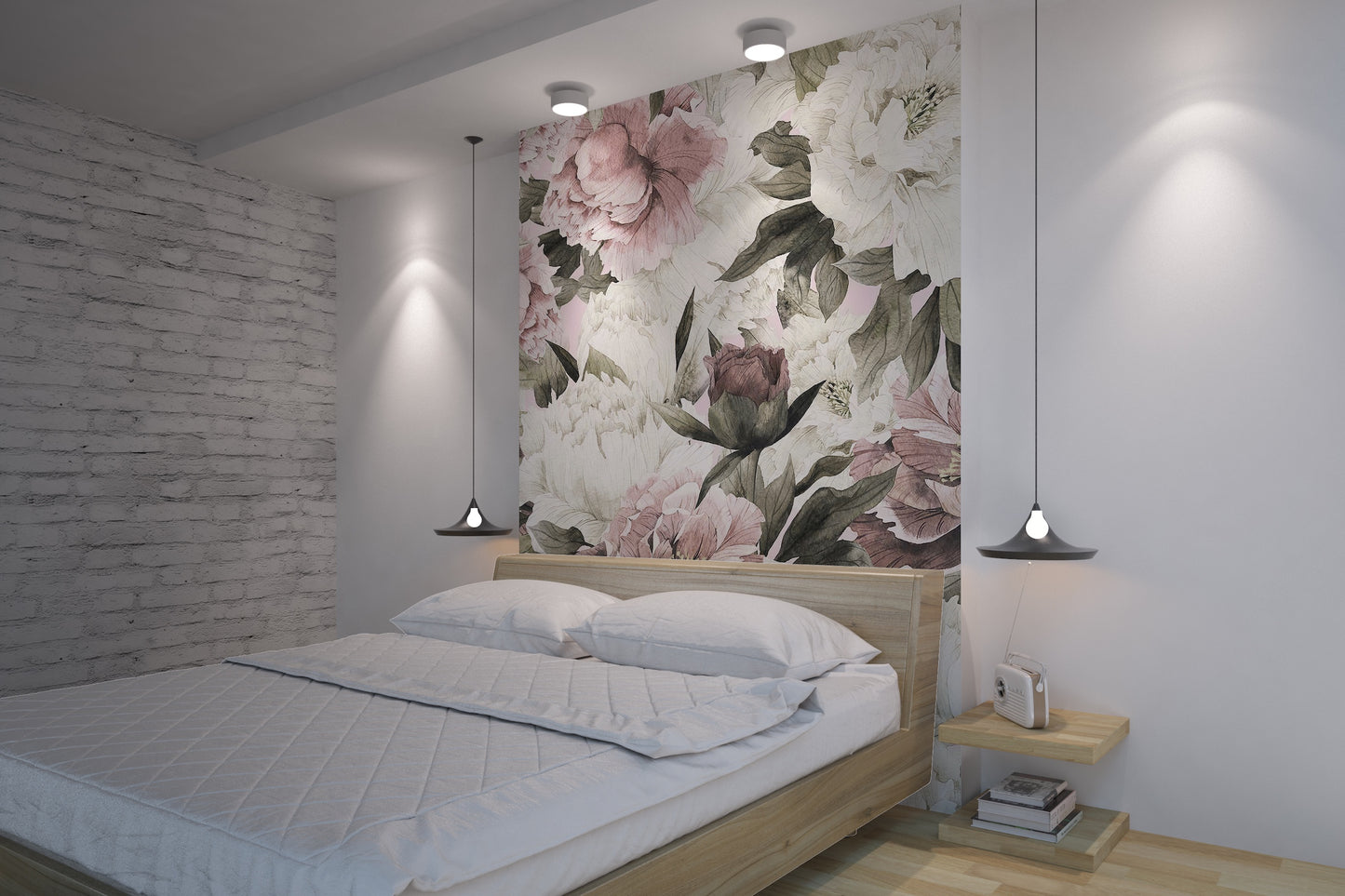 Ilustración Flores Blancas y Rosas