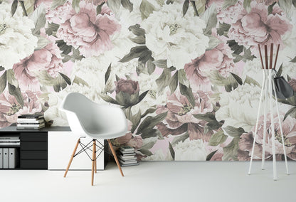 Ilustración Flores Blancas y Rosas
