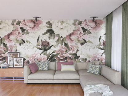 Ilustración Flores Blancas y Rosas