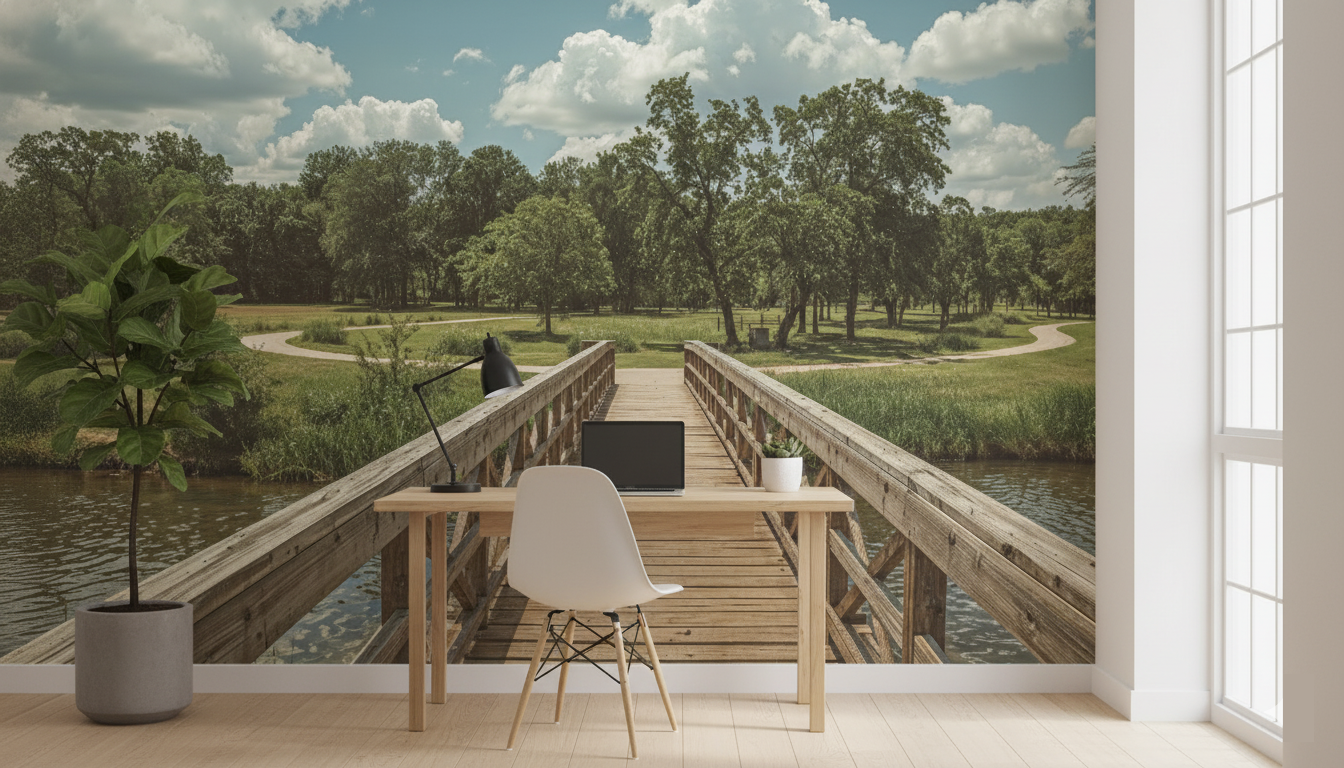 Muelle de Madera, Rio y Arboles