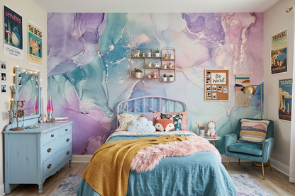 Cool Liquid Lilac Marble Desaturated