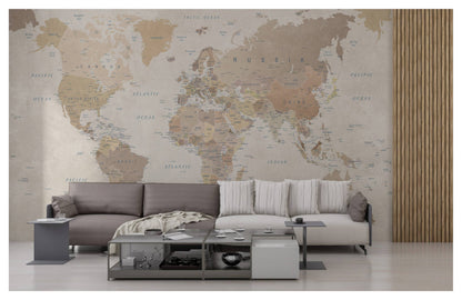 Europrint World Map Earth Tones