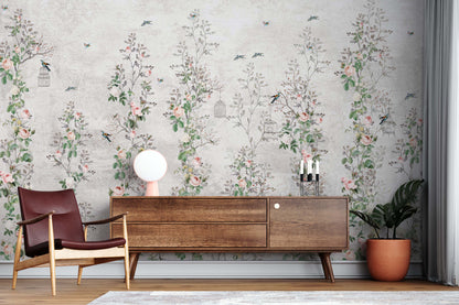 Europrint Plants, Birds and Cages Whiteish