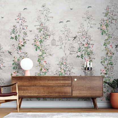 Europrint Plants, Birds and Cages Whiteish