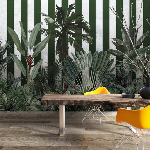 Europrint Tropical Plants & Green Stripes