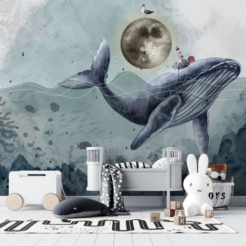 Europrint Whale, Lighthouse, Ocean and Moon