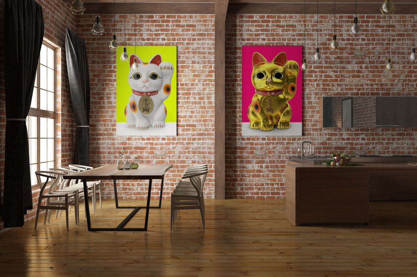 Canvas Decorativo Maneki Neko Gold