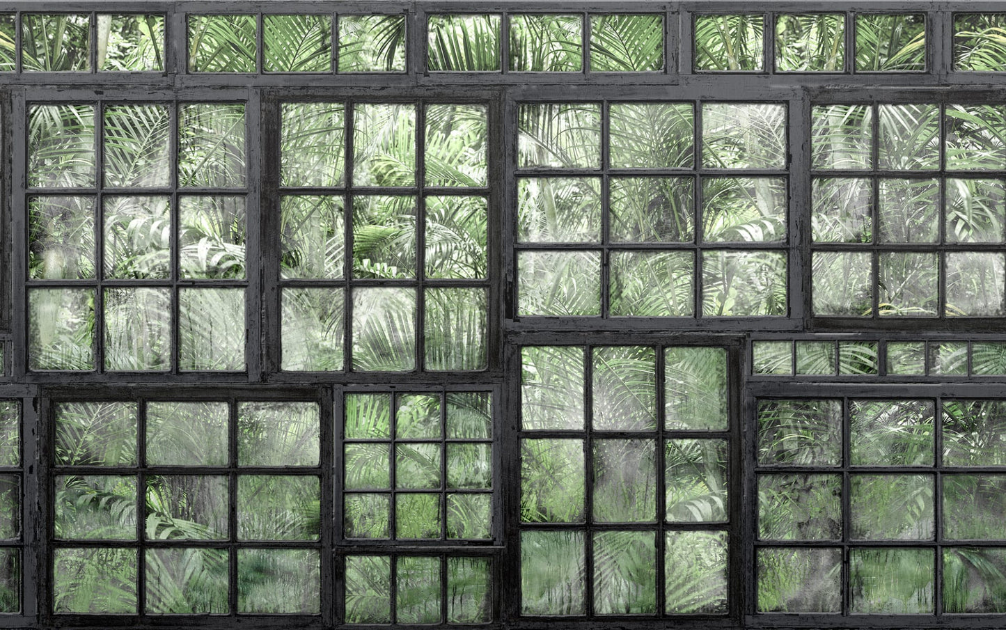 Ventanas de Madera Negra con Vista al Jardín