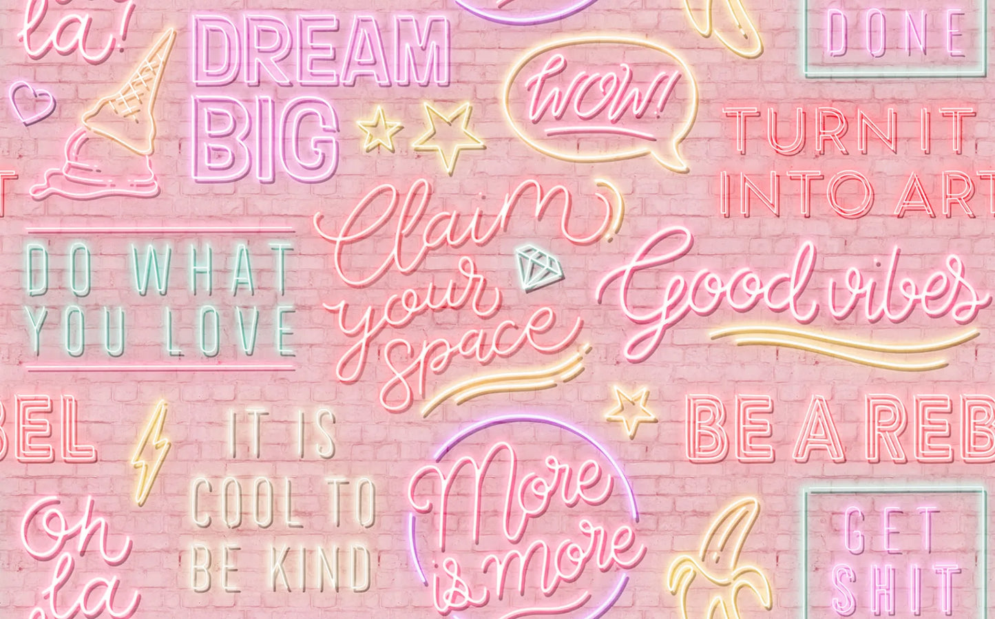 Neon Retro Vibes - Pink Bricks
