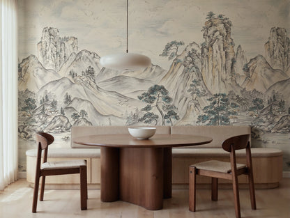 Paisaje Montañas y Pueblo Japonés