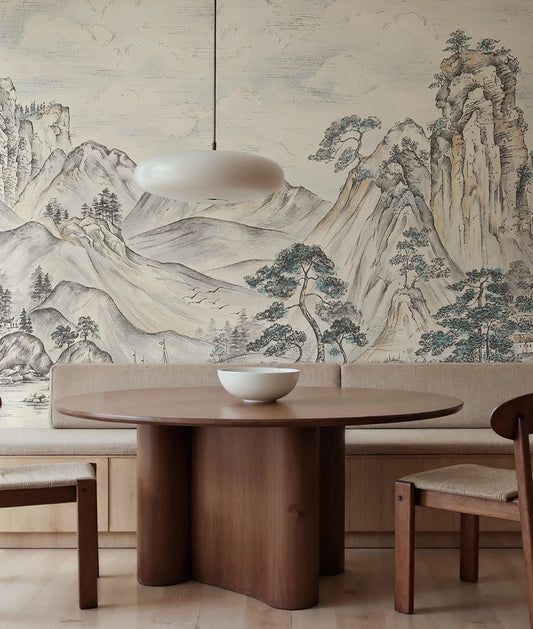 Paisaje Montañas y Pueblo Japonés