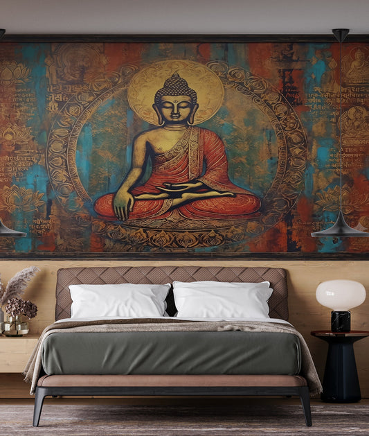 Buddah with Grunge Background