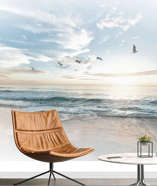 Gaviotas y Playa al Amanecer