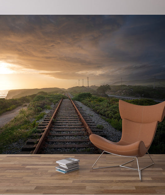 Railroad Tracks at Sunset