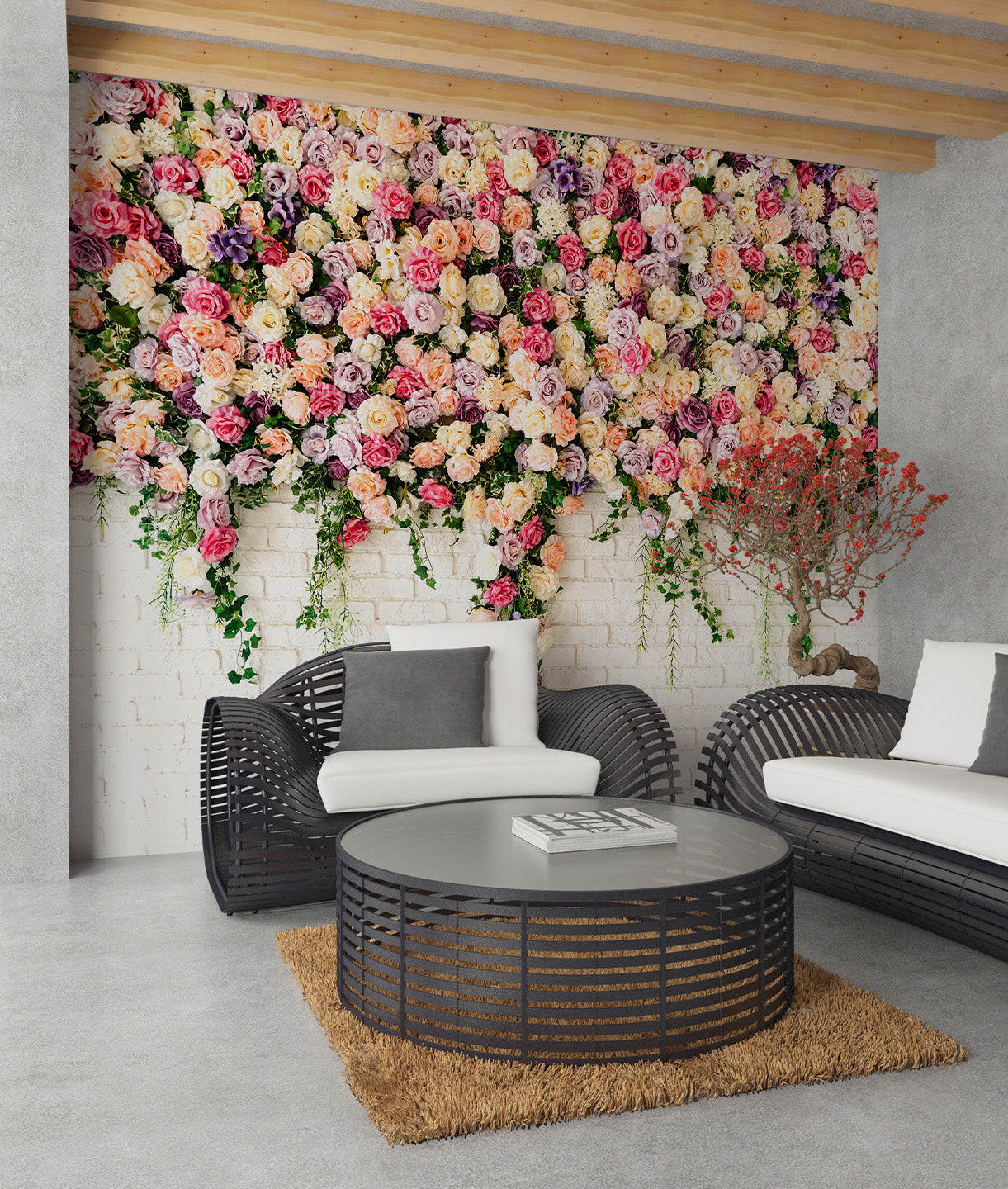 Ladrillos Blancos y Flores