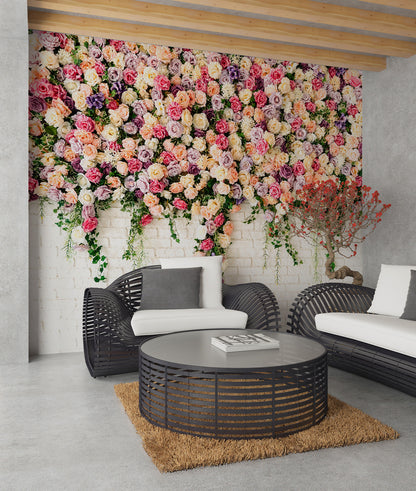 Ladrillos Blancos y Flores