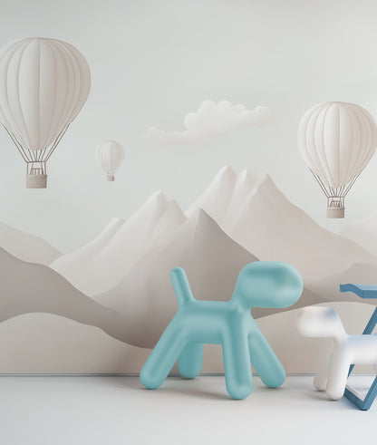Montañas y Globos Blancos