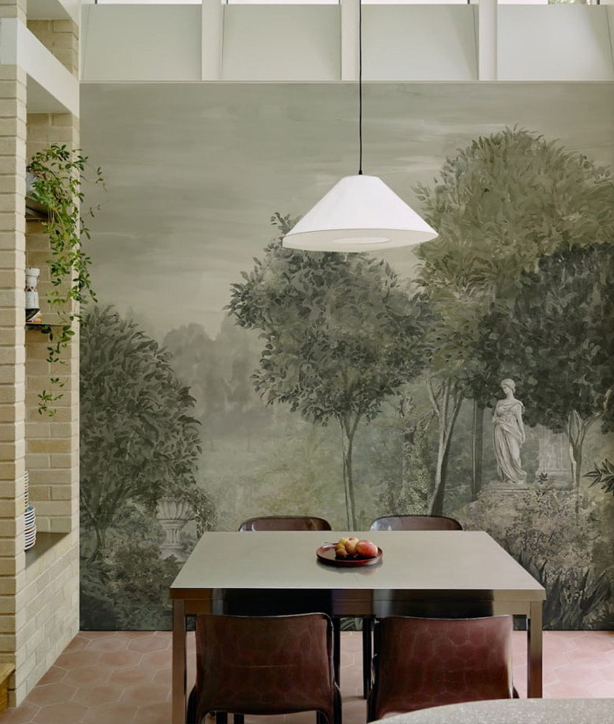 Pintura Fresco Estatua en Jardín