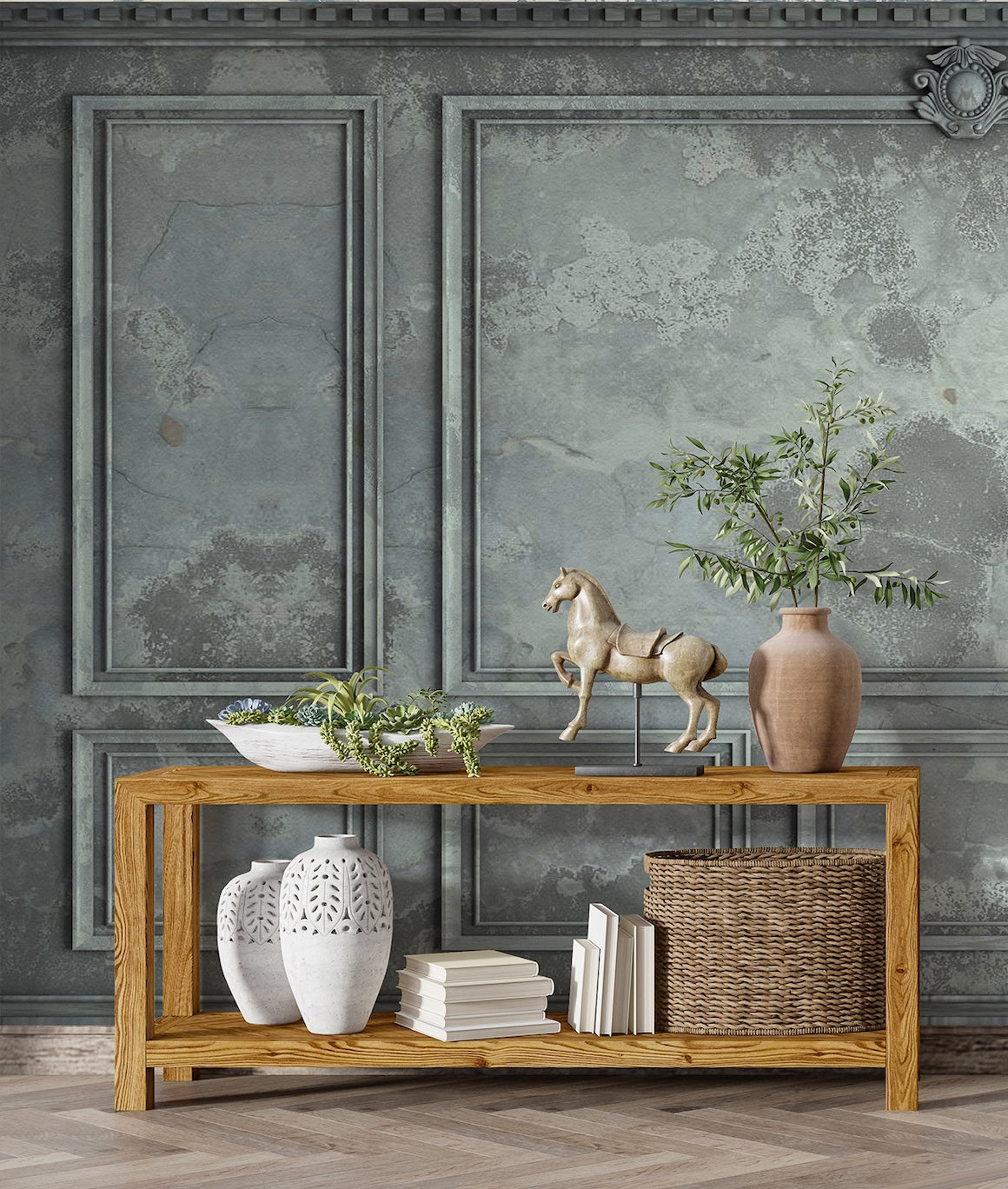 Grunge French Panel - Greenish Grey