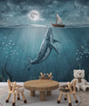 Beautiful Whale and Boy - Night