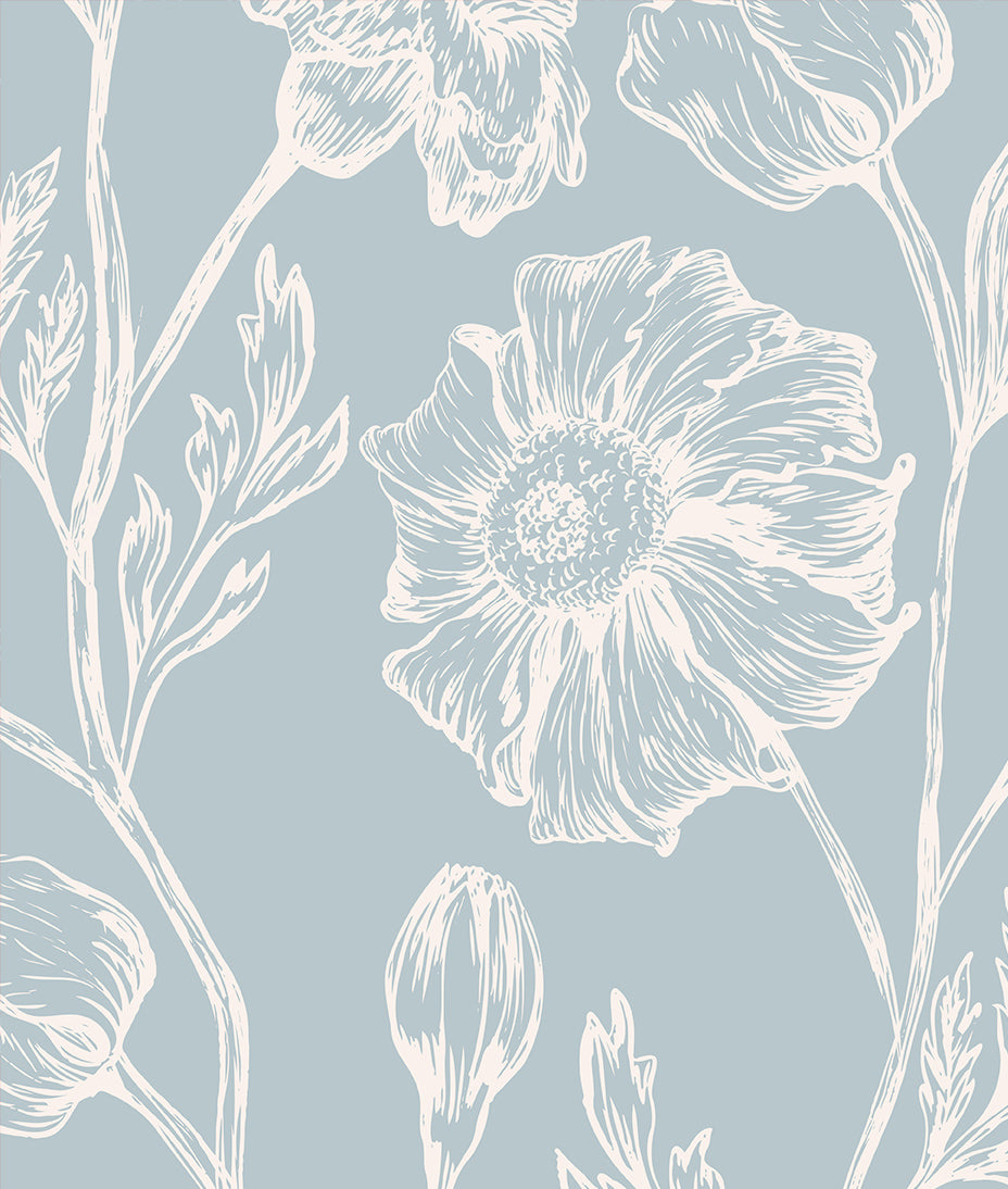 Patrón Floral Plumbago/Crema