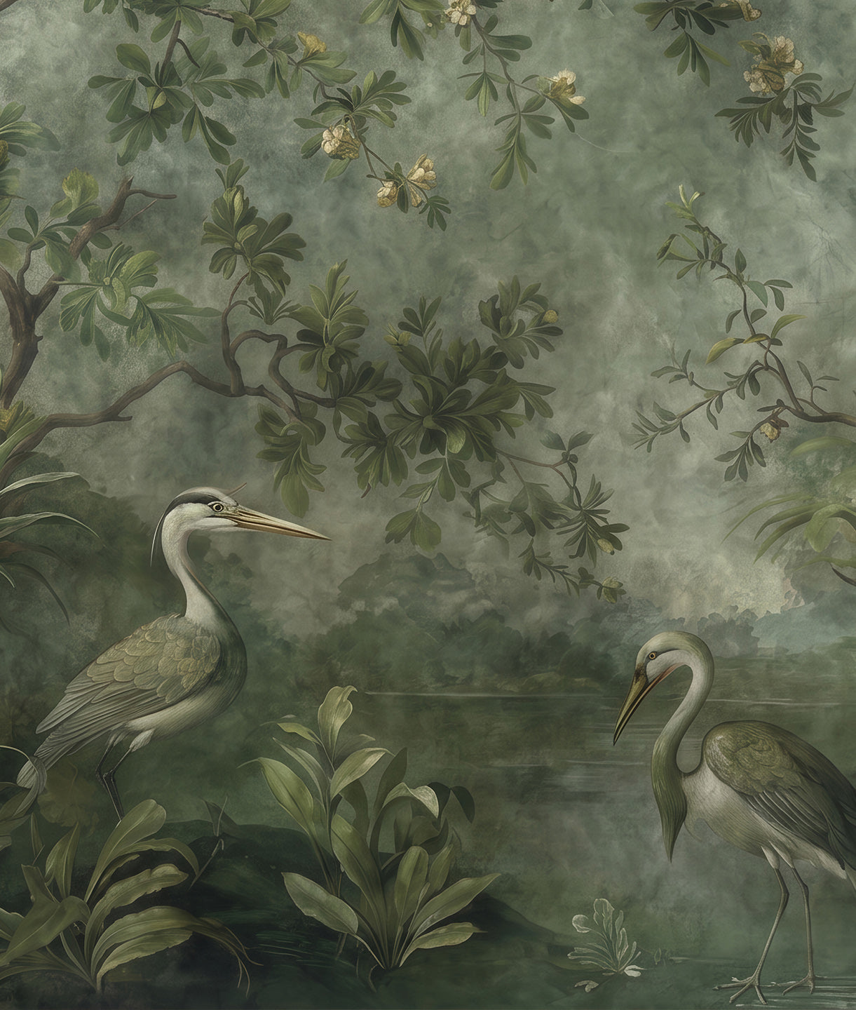 Paisaje Lago con Garzas