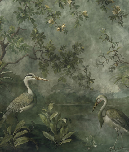 Paisaje Lago con Garzas