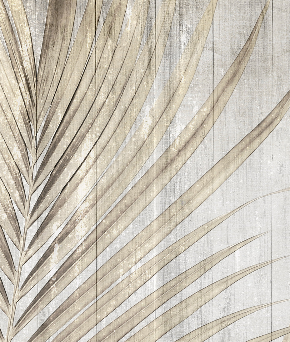 Tablones de Madera y Hojas Tropicales