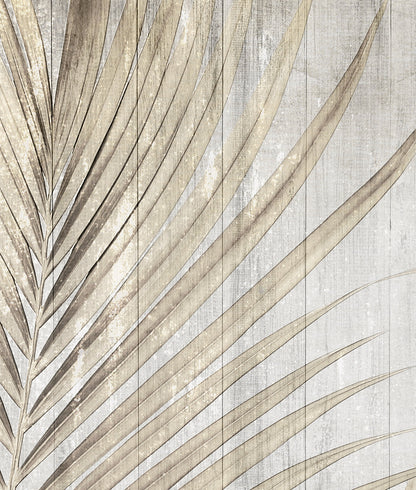Tablones de Madera y Hojas Tropicales
