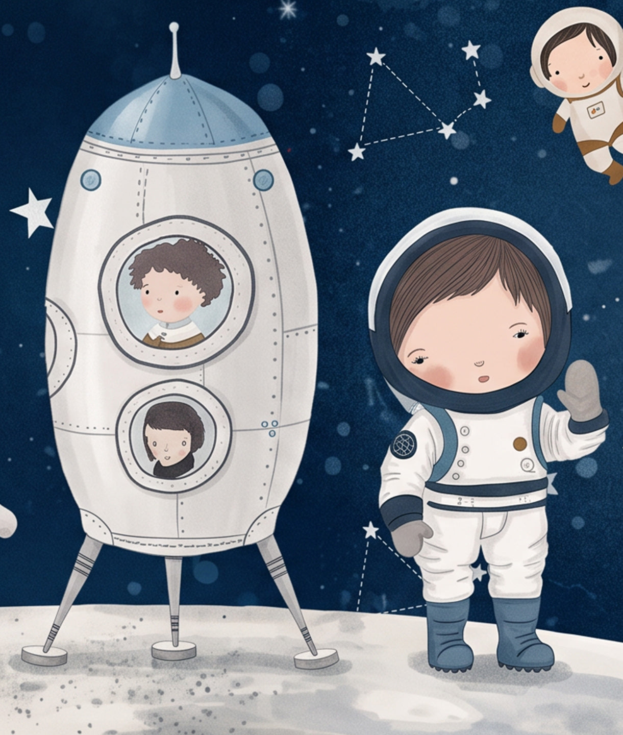 Astronaut Kids Space Moon & Planets Blue
