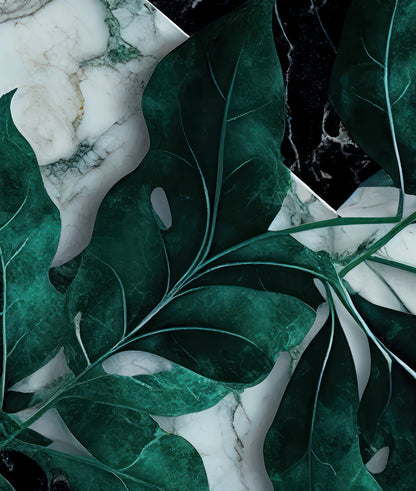 Cuadros de Mármol y Hojas Verdes